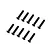 A set of ten black metal countersunk head screws arranged in two rows of five on a white background.