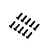 A set of ten black button head screws arranged in two rows of five on a white background.