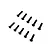 A set of ten black metal button head screws arranged in two rows against a white background.