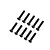 Ten black metal button head screws arranged in two rows on a white background.