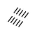 Ten black metal grub screws arranged in two parallel rows of five against a white background.