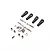 Losi aluminium steering linkage set including a servo horn, threaded rods, ball ends, and hardware components on a white background.