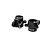 A pair of black anodized aluminium rear hubs for an RC car, featuring TLR and HRC branding, set against a plain white background.