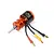 Spektrum 2628 4000KV brushless outrunner motor with orange and black casing, silver shaft, and three wires with gold bullet connectors.