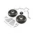 HobbyZone landing gear set including two large main wheels, one small nose wheel, metal wire struts, plastic fairings, and various mounting screws.