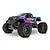 Traxxas Stampede 2WD Brushless RC monster truck with a black, teal, and magenta graphic body, shown in a studio setting.
