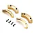 Four curved brass wheel weights and four black socket head screws arranged on a white background.