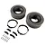 Pro-Line 1.9 inch Rock-Tek replacement parts including two foam inserts with plastic hubs, two plastic rings, four small plastic spacers, and ten small screws.