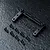 A black aluminium RC servo mount with mounting hardware including screws and washers on a dark textured surface.