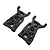 Two black plastic front suspension arms for a 1/5 scale Losi RC vehicle, shown from a top-down angle on a white background.
