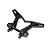 A black anodized aluminium front shock tower for a 1/8 scale RC vehicle, featuring multiple mounting holes and a lightweight, cut-out design.