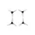 Four clear three-blade propellers for FPV drones arranged in a square pattern against a black background.