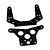 Two black graphite shock towers for an RC car, featuring a woven carbon fiber pattern and multiple mounting holes.