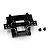 A black anodized aluminium rear bulkhead for an RC car with two small mounting screws, isolated on a white background.