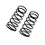 Two black metal RC shock springs with a small blue paint mark on one end, isolated on a white background.