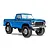 A blue Traxxas TRX-4 1979 Ford F-150 Ranger XLT RC rock crawler truck on a white background.