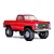 A bright red Traxxas TRX-4 1979 Chevrolet Cheyenne K10 RC rock crawler truck viewed from a front three-quarter angle against a white background.