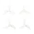 Four clear plastic three-blade propellers for RC drones arranged in a grid against a white background.