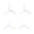 Four clear 3-blade propellers for micro drones arranged in a grid on a white background.