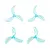 Four light blue, three-blade propellers for RC drones arranged in a grid on a white background.