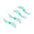 Four blue translucent 2-blade drone propellers arranged diagonally on a white background.