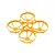An orange BetaFPV drone frame with four circular propeller guards in a studio setting.