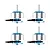 Four BetaFPV 0702SE II 23000KV brushless drone motors in blue and silver, arranged in a grid on a white background.