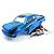 A blue and black pre-painted RC truck body shell for the BlackZon Slyder MT Turbo, shown with an included decal sheet on a white background.