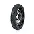 A black 1/4 scale RC motorcycle front tyre mounted on a black Geoform spoked wheel against a white background.