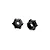 Two black metal RC wheel hex adapters with a six-bolt pattern, shown from different angles against a white background.