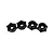 Four black plastic wheel hex adapters for RC cars arranged in a row against a white background.