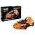 Revell 1/24 scale McLaren 750S plastic model kit box and a fully assembled orange model car with butterfly doors open.