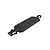 A black Rovan aluminium main chassis plate for an RC vehicle, shown from a high-angle perspective against a white background.