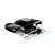 A black Rovan 1/5 scale 5SC short course RC truck body shell with a decal sheet and body clips on a white background.
