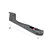 A grey E-Flite RC plane fuselage boom spare part with decals, including a small metal rod and hardware, isolated on a white background.