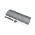 E-Flite grey foam horizontal stabiliser for RC plane with included screws, decal strip, and small plastic part on a white background.