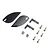 A set of two black RC boat turn fins with L-shaped mounting brackets, two locking nuts, and six silver machine screws on a white background.