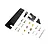 A Pro Boat black rudder assembly kit including the rudder blade, mounting brackets, screws, nuts, and small metal hardware components on a white background.