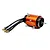 Spektrum brushless marine motor with an orange anodized casing, water cooling fittings, and three black wires with gold bullet connectors.