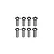 A set of eight silver-coloured metal button head screws with hex drive sockets, arranged in two rows of four against a white background.