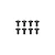 A set of eight black metal washer head screws arranged in two rows of four against a white background.