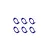 A set of six identical metal ball bearings with blue rubber seals arranged in two rows of three against a white background.