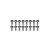A set of sixteen identical silver-coloured metal button head screws arranged in two rows of eight against a white background.