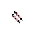 Two RGT silver aluminium adjustable RC shock absorbers with red springs on a white background.