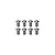 A set of eight silver-coloured metal button head screws with hex drive heads arranged in two rows of four against a white background.