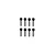 Eight black metal cap head screws arranged in two rows of four on a white background.