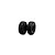 Two black 1/10 scale RC crawler wheels with aggressive tread patterns and black rims, standing upright against a white background.