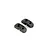 Two black plastic Rovan front stabiliser bar mounts for RC cars, shown from a high angle against a white background.
