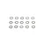 A set of fifteen small, round, silver-coloured metal washers arranged in a three-by-five grid on a white background.