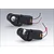 Two Heng Long RC tank gun barrel elevation motor units with black plastic housings and red and black electrical wires.